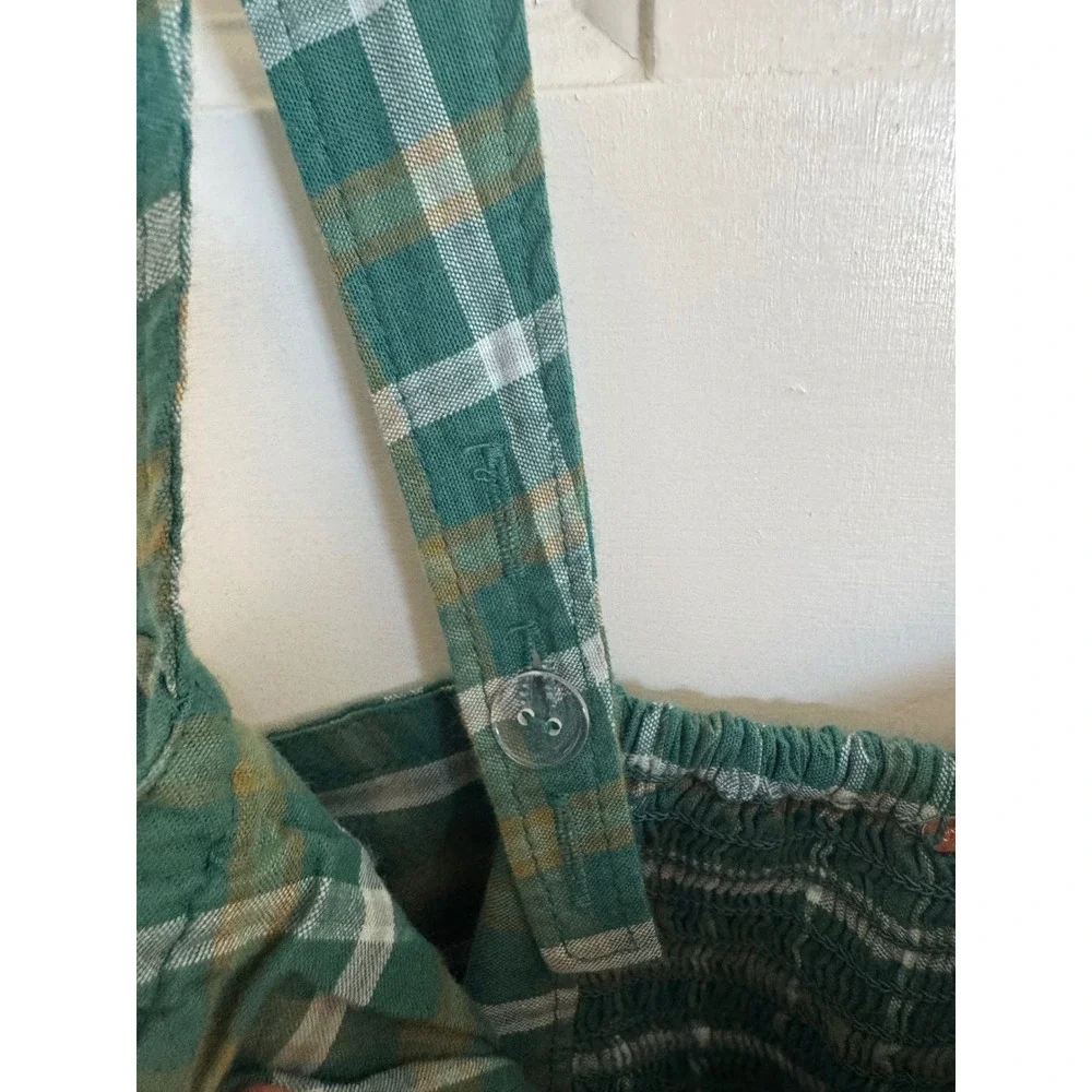 Free People Laters Baby green plaid midi dress size xs - Picture 5 of 12